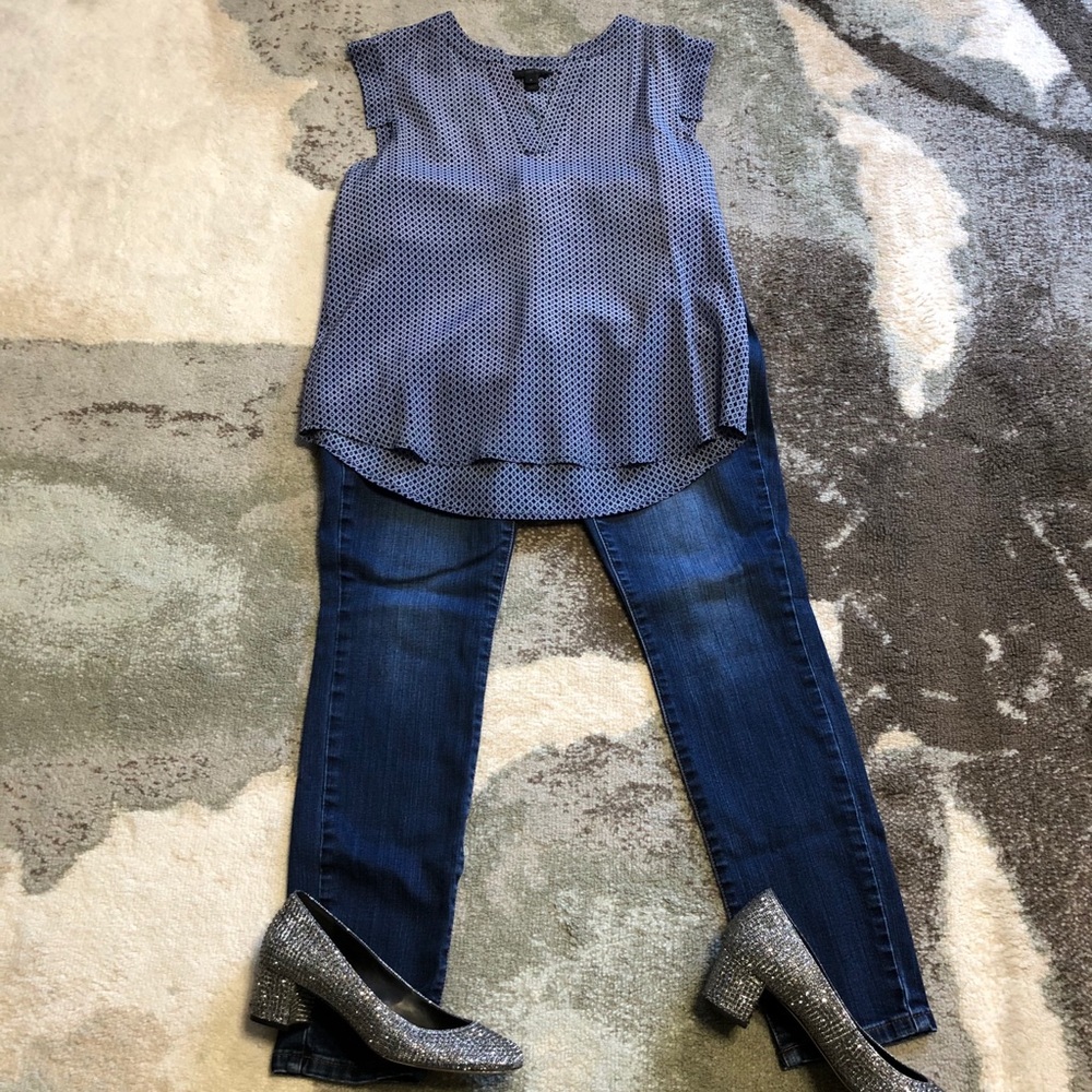 J Crew 100% silk blouse with geometric design